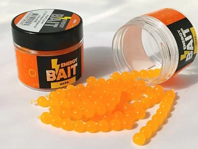 Искусств. насадка "ENERGY BAIT" ИКРА (S) д.6мм, цв. оранж. прозрач., ароматизир. (88шт)
