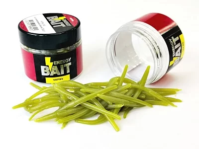 Искусств. насадка "ENERGY BAIT" ЧЕРВЬ (M) 5,5см, цв. оливковый, ароматизир. (35шт)