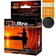 Плет. шнур PE ULTRA LIGHT BLACK 0.10m 135m (черный)