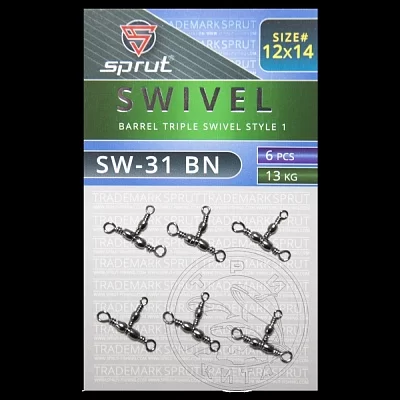 Вертлюг SPRUT SW-31 BN №12*14/13kg Barrel triple swivel style 1 (уп.6шт)
