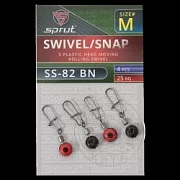 Карабин с вертлюгом скользящим SPRUT SS-82 BN M/25kg S plastic head moving rolling swivel (уп.4шт)