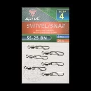 Карабин с вертлюгом SPRUT SS-25 BN №4/20kg Rolling swivel with diamond snap (уп.6шт)