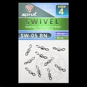 Вертлюг SPRUT SW-05 BN №4/33kg Diamond eye roulette body rolling swivel (уп.10шт)