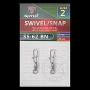 Вертлюг SPRUT SS-62 BN №2/25kg Ballbearing swivel with fastlock snap (уп.2шт)