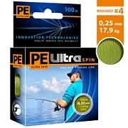 Плетеный шнур PE ULTRA SPIN OLIVE 0.25mm 100m (оливковый)