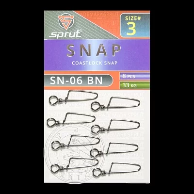 Карабин SPRUT SN-06 BN №3/33kg Coastlock snap (уп.8шт)