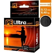 Плет. шнур PE ULTRA LIGHT BLACK 0.12m 135m (черный)