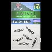 Вертлюг SPRUT SW-04 BN №1/0/55kg Diamond eye rolling swivel (уп.6шт)
