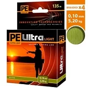 Плет. шнур PE ULTRA LIGHT OLIVE 0.10m 135m (оливковый)