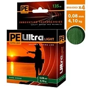 Плет. шнур PE ULTRA LIGHT DARK GREEN 0.08m 135m (темно-зеленый)