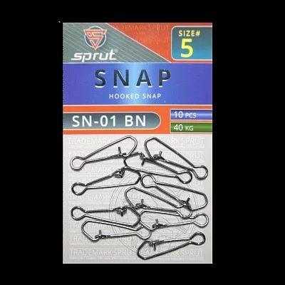 Карабин SPRUT SN-01 BN №5/40kg Hooked snap (уп.10шт)