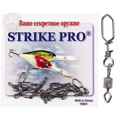 Вертлюг цилиндр STRIKE PRO с накаткой застёжкой scandi № 2*4 50кг.Bz (уп.10шт)