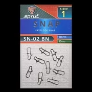 Карабин SPRUT SN-02 BN №1/15kg Fastlock snap (уп.10шт)