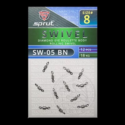 Вертлюг SPRUT SW-05 BN №8/18kg Diamond eye roulette body rolling swivel (уп.8шт)