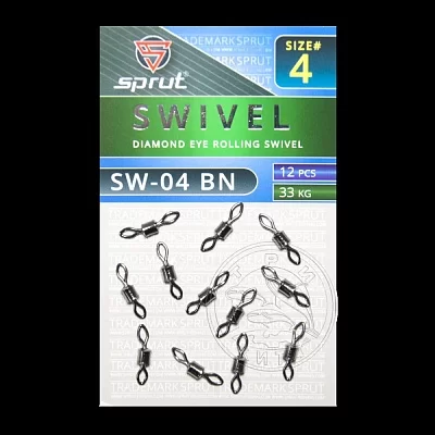 Вертлюг SPRUT SW-04 BN №4/33kg Diamond eye rolling swivel (уп.12шт)