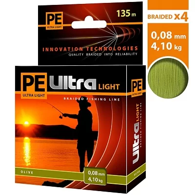Плет. шнур PE ULTRA LIGHT OLIVE 0.08m 135m (оливковый)