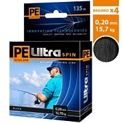 Плет. шнур PE ULTRA SPIN BLACK 0.20m 135m (черный)