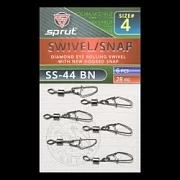 Карабин с вертлюгом SPRUT SS-44 BN №4/28kg Diamond eye rolling swivel with new hooked snap (уп.6шт)
