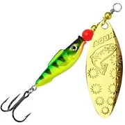 Блесна AQUA FISH LONG EXTRA-3, вес-20,0g, лепесток №3 (золото), цвет тела 62 (флуор. окунь, золото) 124278