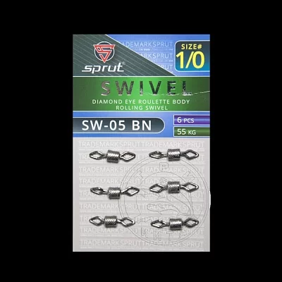 Вертлюг SPRUT SW-05 BN №1/0/55kg Diamond eye roulette body rolling swivel (уп.6шт)