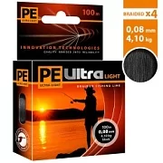 Плетеный шнур PE ULTRA LIGHT BLACK 0.08mm 100m (черный)
