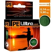Плетеный шнур PE ULTRA LIGHT DARK GREEN 0.14mm 100m (темно-зеленый)