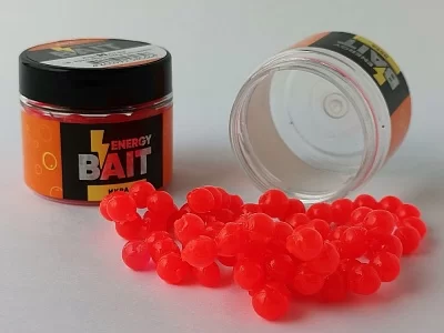 Искусств. насадка "ENERGY BAIT" ИКРА (M) д.7мм, цв. ярко-красный, ароматизир. (63шт)