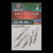 Вертлюг SPRUT SS-48 SN №4/18kg Diamond eye rolling swivel with italian snap (уп.6шт)