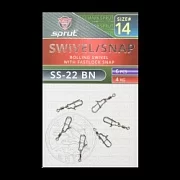 Карабин с вертлюгом SPRUT SS-22 BN №14/4kg Rolling swivel with fastlosk snap (уп.6шт)