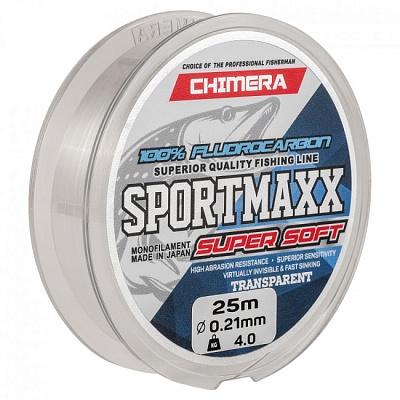 Леска CHIMERA SPORTMAXX 100% Fluorocarbon Super Soft Transparent 25m 0.29mm